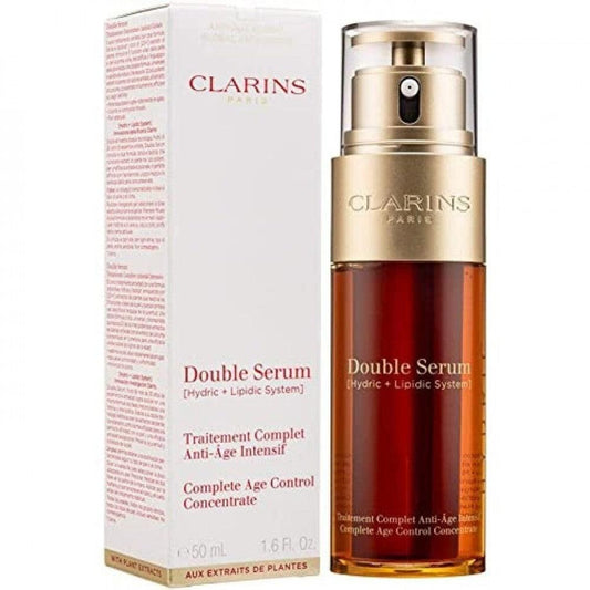 Clarins Double Serum Complete Age Control Concentrate bottle and box