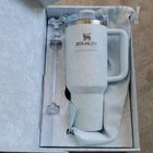 LoveShackFancy Style Floral Insulated Tumbler with Handle & Straw – White