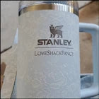 LoveShackFancy Style Floral Insulated Tumbler with Handle & Straw – White