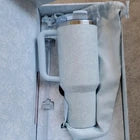 LoveShackFancy Style Floral Insulated Tumbler with Handle & Straw – White